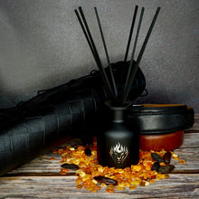 Load image into Gallery viewer, The Lion's Den Candle Company 5 oz Reed Diffuser and Refills White and Gold Black and Silver Egyptian Amber