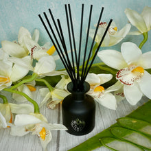 Load image into Gallery viewer, The Lion's Den Candle Company 5 oz Reed Diffuser and Refills White and Gold Black and Silver Summer Breeze