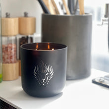 Load image into Gallery viewer, The Lion's Den Candle Company Subscribe and Save 100% Soy Candles Every Month 12 oz Black and Silver