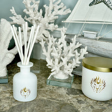 Load image into Gallery viewer, The Lion's Den Candle Company 5 oz Reed Diffuser and Refills White and Gold Black and Silver Ember