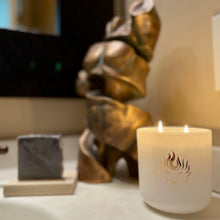 Load image into Gallery viewer, The Lion's Den Candle Company Subscribe and Save 100% Soy Candles Every Month 12 oz White and Gold