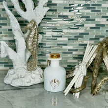 Load image into Gallery viewer, White & Gold Reed Diffuser The Lion’s Den Candle Company The Lion's Den Candle Company 5 oz Reed Diffuser and Refills White and Gold Black and Silver Namaste
