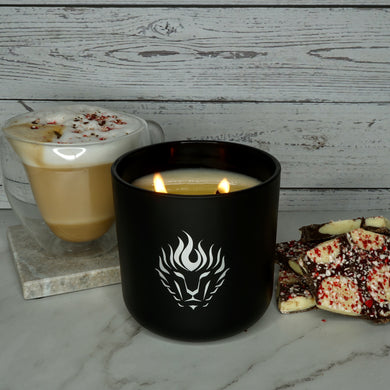 The Lion's Den Candle Company Peppermint Mocha 100% Soy Candles and Refills White and Gold Black and Silver
