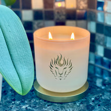 Load image into Gallery viewer, The Lion's Den Candle Company Subscribe and Save 100% Soy Candles Every Month 12 oz White and Gold