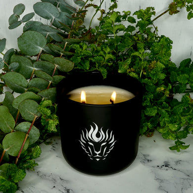 The Lion's Den Candle Company Eucalyptus Mint 100% Soy Candles and Refills White and Gold Black and Silver