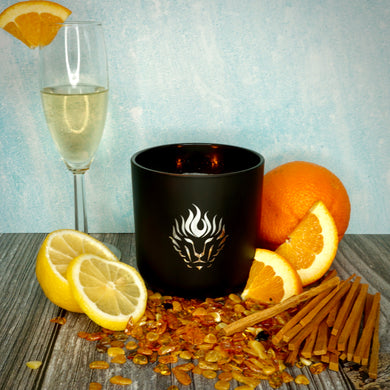 The Lion's Den Candle Company Mimosa 100% Soy Candles and Refills White and Gold Black and Silver