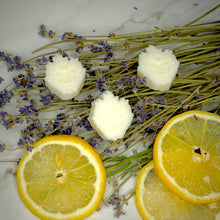 Load image into Gallery viewer, The Lion's Den Candle Company 100% Soy and Refills Hand Made White and Gold Black and Silver Wax Melts Lavender