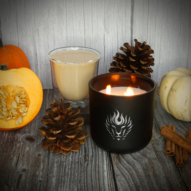 The Lion's Den Candle Company Pumpkin Chai 100% Soy Candles and Refills White and Gold Black and Silver