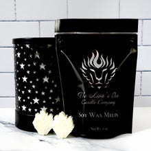 Load image into Gallery viewer, The Lion&#39;s Den Candle Company 100% Soy and Refills Hand Made White and Gold Black and Silver Wax Melts Sunshine
