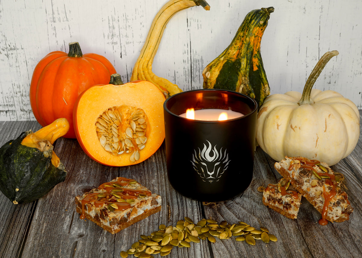 The Lion's Den Candle Company Fall Scents Pumpkin Caramel Crunch 100% Soy Candle