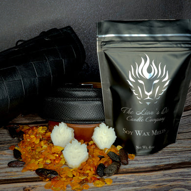 The Lion's Den Candle Company 100% Soy and Refills Hand Made White and Gold Black and Silver Wax Melts Egyptian Amber
