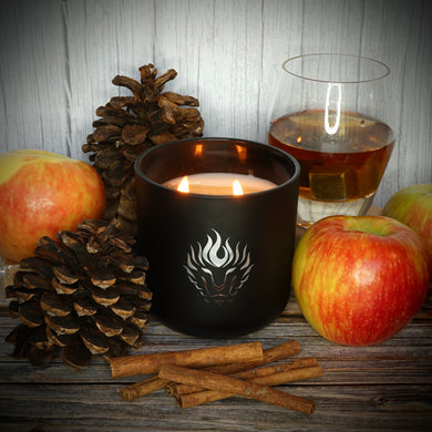 The Lion's Den Candle Company Apples and Maple Bourbon 100% Soy Candles White and Gold Black and Silver