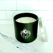 Load image into Gallery viewer, The Lion&#39;s Den Candle Company Namaste 100% Soy Candles and Refills White and Gold Black and Silver

