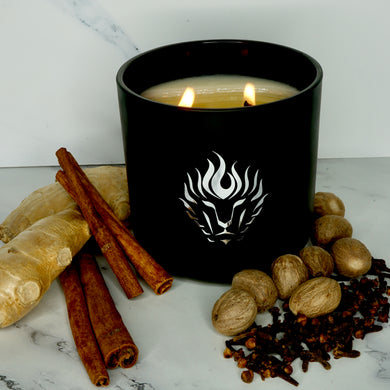 The Lion's Den Candle Company Ginger & Spice 100% Soy Candles and Refills White and Gold Black and Silver