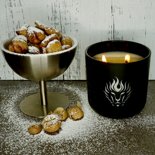 The Lion's Den Candle Company Candied Chestnuts 100% Soy Candles and Refills White and Gold Black and Silver