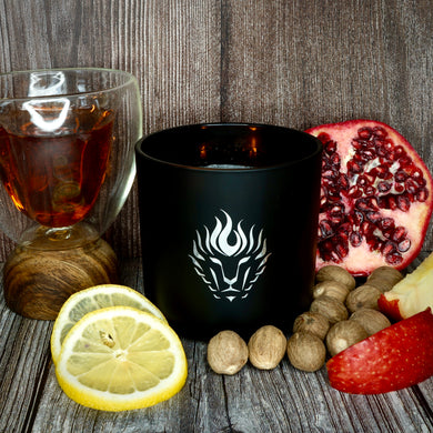 The Lion's Den Candle Company Pomegranate Cider 100% Soy Candles and Refills White and Gold Black and Silver