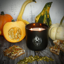 Load image into Gallery viewer, The Lion&#39;s Den Candle Company Pumpkin Caramel Crunch 100% Soy Candles and Refills White and Gold Black and Silver
