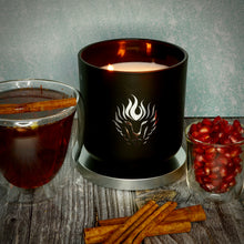 Load image into Gallery viewer, The Lion&#39;s Den Candle Company Pomegranate Cider 100% Soy Candles and Refills White and Gold Black and Silver
