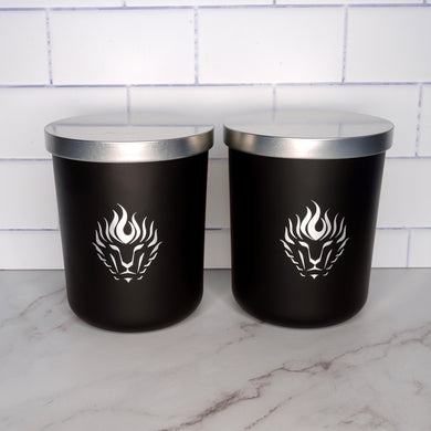 The Lion's Den Candle Company Subscribe and Save 100% Soy Candles Every Month 16 oz Black and Silver