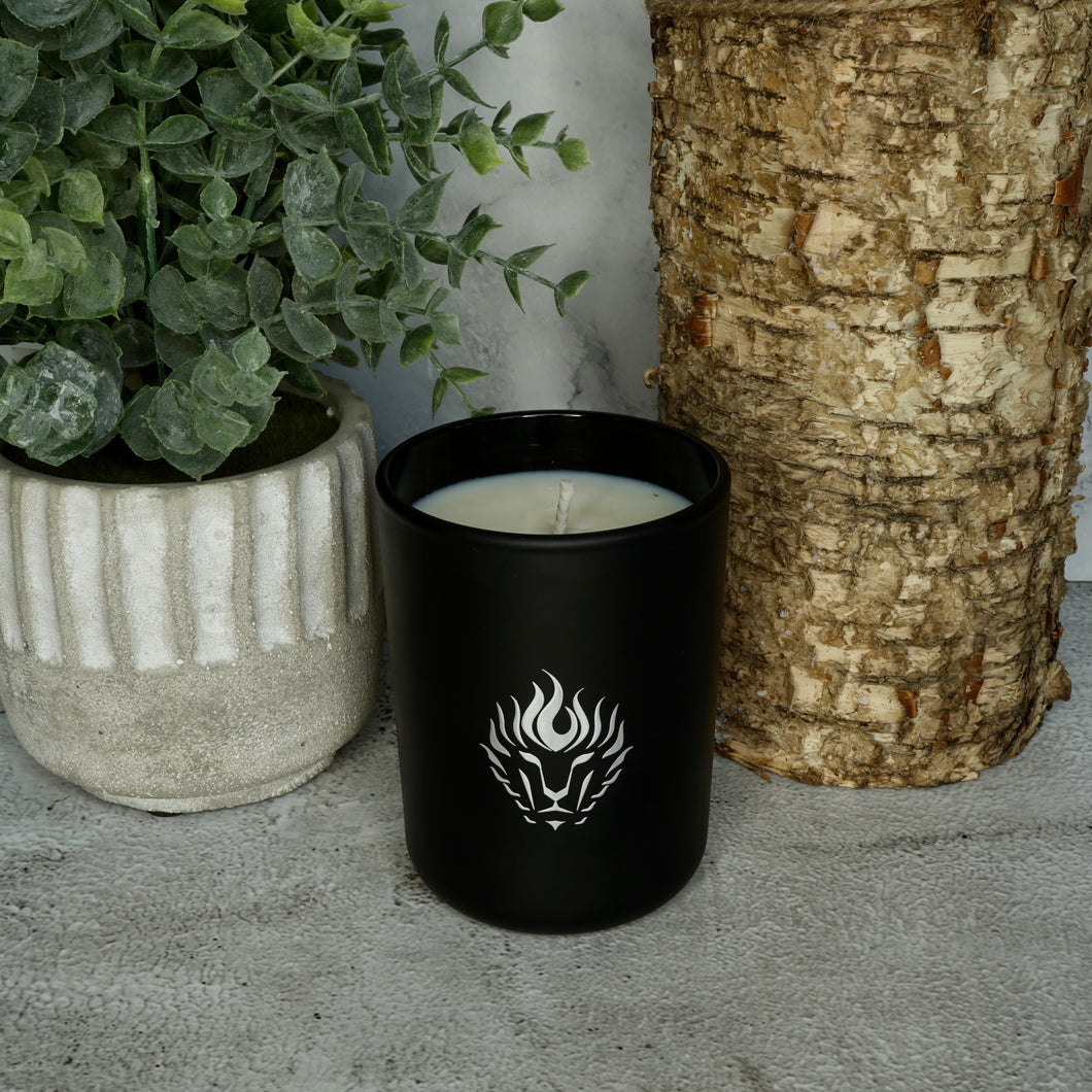 The Lion's Den Candle Company Black Cherry Merlot 100% Soy Candles and Refills White and Gold Black and Silver